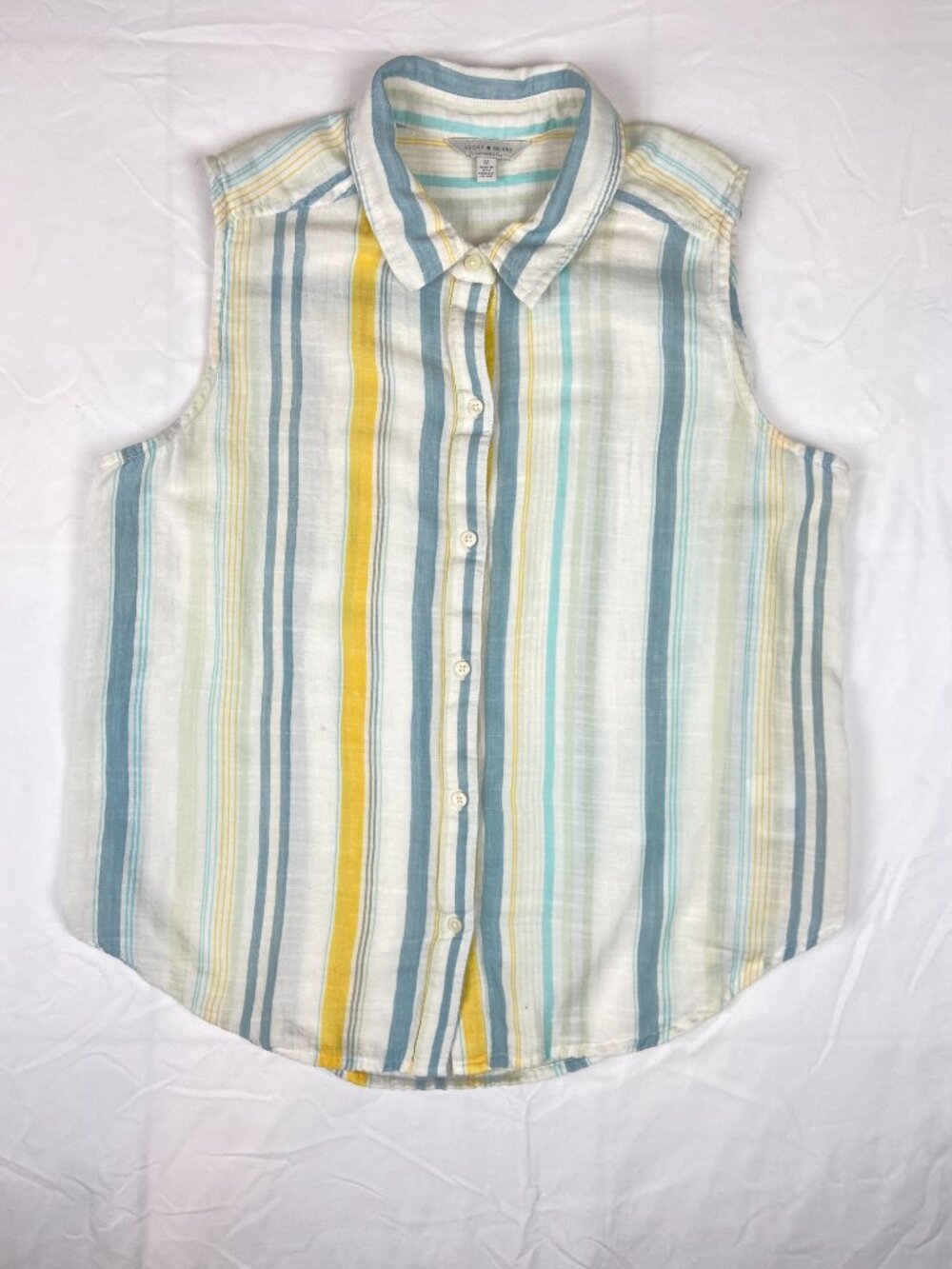 Lucky Brand Striped Sleeveless Button Down Shirt Size M - Picture 5 of 8